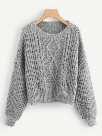 Drop Shoulder Mixed Knit Sweater | ROMWE