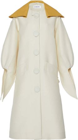 Lanvin Contrast Collar Wool-Silk Blend Coat Size: 36