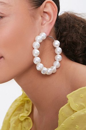 Faux Pearl Hoop Earrings | Forever 21