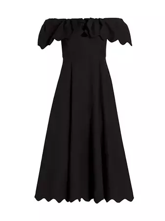 Shop Sea Leona Stretch Cotton Scalloped Midi-Dress | Saks Fifth Avenue