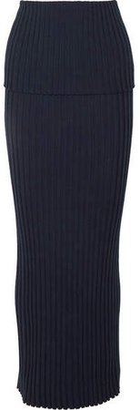 Alamos Ribbed Wool Maxi Skirt - Navy