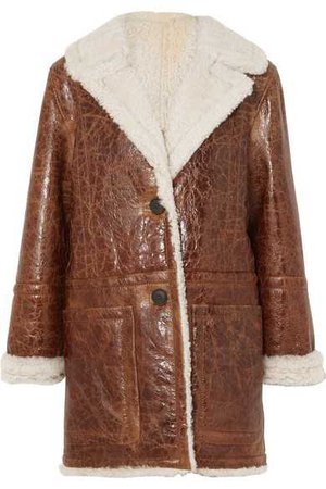 YVES SALOMON Cracked glossed-shearling coat $2,630
