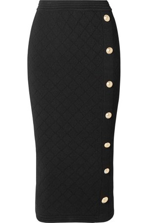 Balmain | Button-embellished jacquard-knit midi skirt | NET-A-PORTER.COM