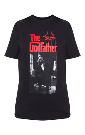 BLACK THE GODFATHER PRINTED OVERSIZED T SHIRT