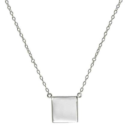 Amazon.com: Simple Square .925 Sterling Silver Pendant Necklace Chain 16 - 17 inches Christmas Gift: Jewelry