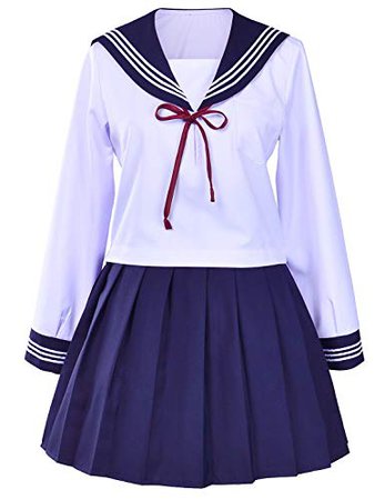 Amazon.com: Disfraz de uniforme japonés de marinero con vestido de anime para cosplay con calcetines (blanco): Clothing