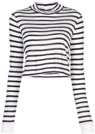 long-sleeved striped T-shirt