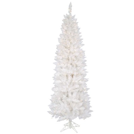 Vickerman 6' Sparkle White Spruce Pencil Artificial Christmas Tree, Clear Dura-lit Incandescent Lights