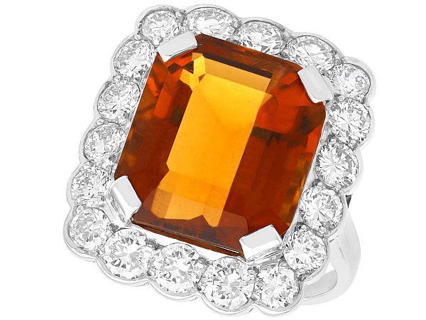 1950s Citrine Ring with Diamonds | AC Silver