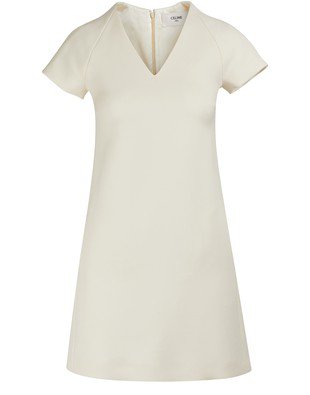 A-line wool and silk dress with cap sleeves