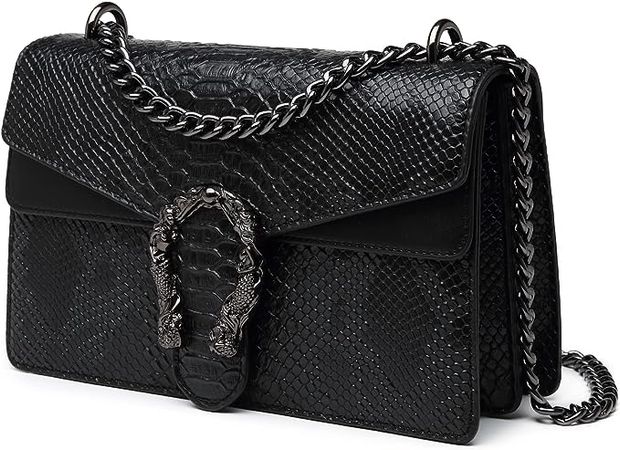 Amazon.com: MYHOZEE Crossbody Bags for Women - Snake Printed Clutch Purses Leather Shoulder Bags Chain Strap Evening Handbags Black : Clothing, Shoes & Jewelry