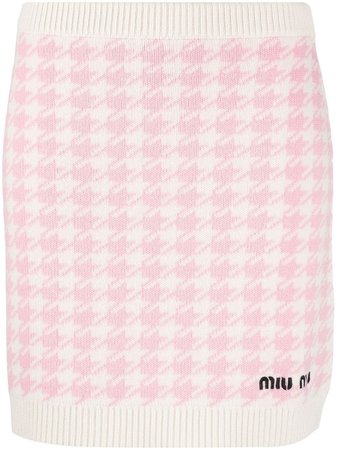 Miu Miu houndstooth-pattern Knitted Skirt - Farfetch