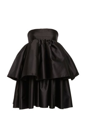 Carmina black ruffled crepe mini dress