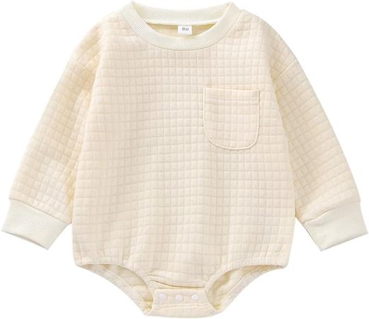 Amazon.com: Baby Fall Outfits Girl Boy Crewneck Sweatshirt Bubble Romper Oversized Sweater Onesie Warm Winter Clothes (Quilted Cream,18-24 Months): Clothing, Shoes & Jewelry