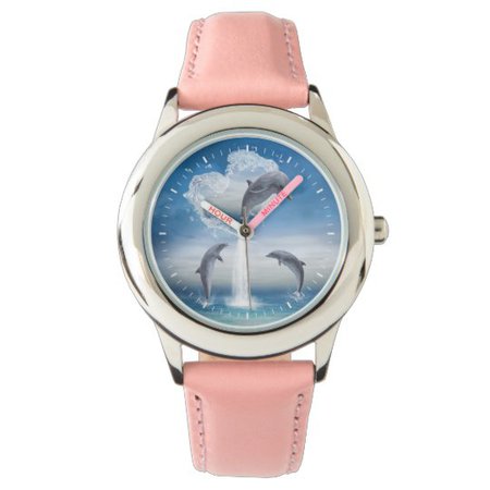 The Heart Of The Dolphins Wrist Watch | Zazzle.com
