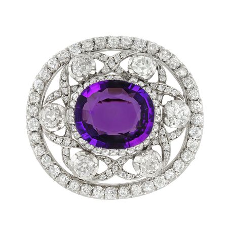 A Late 19th Century Russian Amethyst And Diamond Brooch – Bentley & Skinner – The Mayfair antique and bespoke jewellery shop in the heart of London