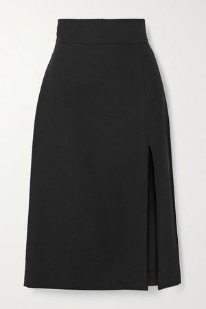 Black Silk and wool-blend cady midi skirt | Gucci | NET-A-PORTER