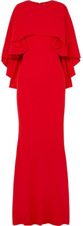 Cape-effect Crepe Gown - Red