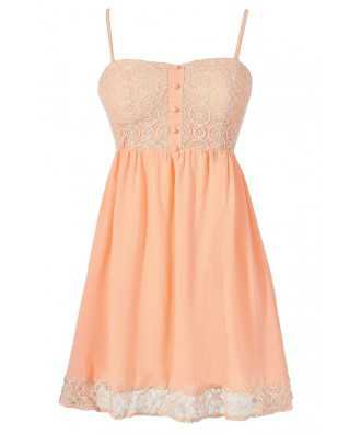 Peach Lace Bustier Babydoll Dress, Cute Juniors Dress, Cute Peach Babydoll Dress, Peach Lace Summer Dress, Jodie Peach Circle Lace Bustier Dress Lily Boutique
