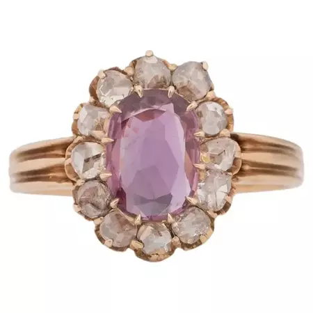 Gia Certified 1.36 Carat Edwardian Diamond 14 Karat Rose Gold Engagement Ring For Sale at 1stDibs