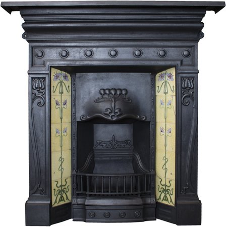 Antique Art Nouveau Cast Iron Combination Tiled Fireplace | The Architectural Forum