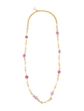 Dolce & Gabbana Rose & Faux Pearl Necklace - Necklaces - DAG129424 | The RealReal