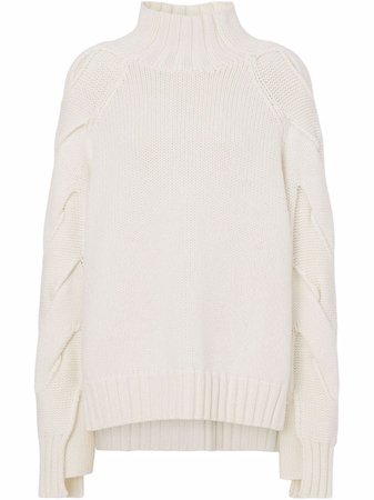 Burberry cable-knit funnel-neck jumper - FARFETCH
