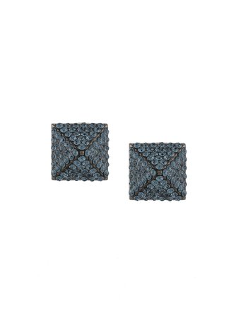 Shop black & blue Valentino Garavani crystal-embellished Rockstud earrings with Express Delivery - Farfetch