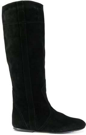 contrast stitching knee-high boots