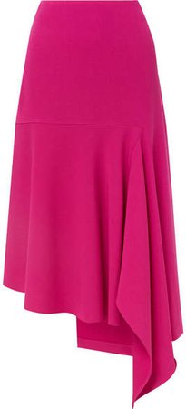 Asymmetric Wool-blend Midi Skirt - Fuchsia