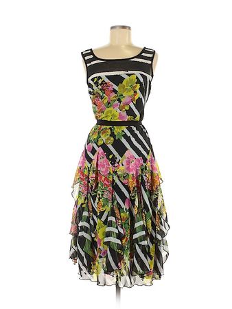 Signature 8 100% Polyester Floral Tropical Yellow Black Casual Dress Size 8 - 73% off | thredUP