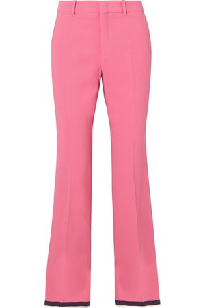 Gucci Cropped grosgrain-trimmed cady bootcut pants