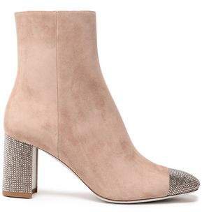 Rene' Caovilla Crystal-embellished Suede Ankle Boots