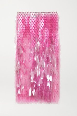 Paillette-embellished Chainmail Midi Skirt - Pink