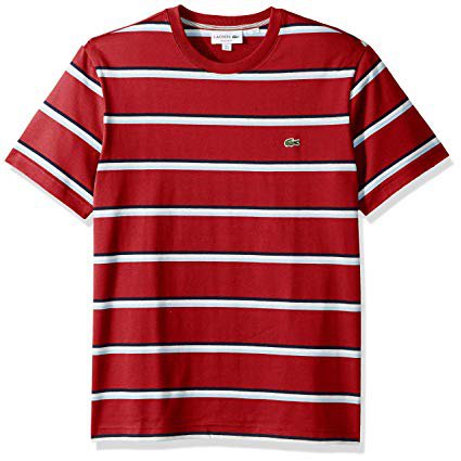 Amazon.com: Lacoste Men's S/S Striped Jersey T-Shirt Shirt, red/Creek/White/Navy Blue, M: Health & Personal Care