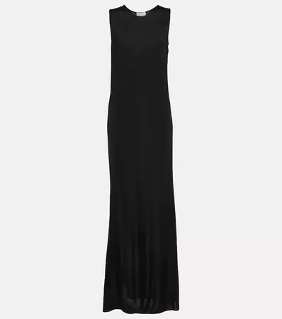 Semi Sheer Knit Maxi Dress in Black - Saint Laurent | Mytheresa