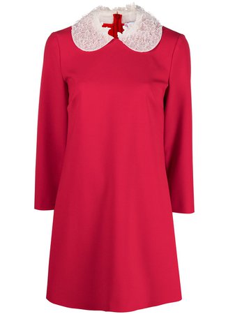 Shop red RED Valentino Peter Pan collar mini dress with Express Delivery - Farfetch