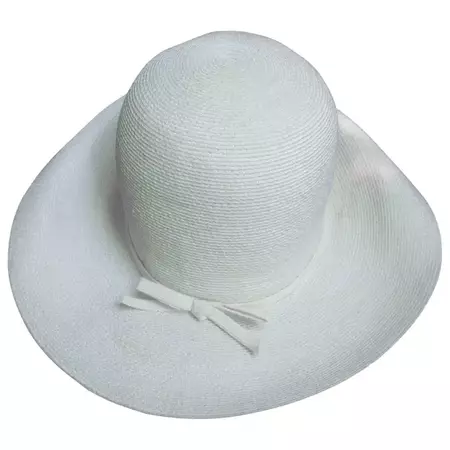 Saks Fifth Avenue Crisp White Raffia Summer Hat c 1970 For Sale at 1stDibs