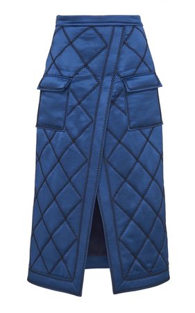 blue cargo midi skirt