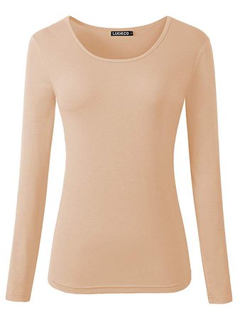 Amazon.com: Luckco Women's Long Sleeve Round Neck Slim Fit Basic Layering T-Shirt: Clothing