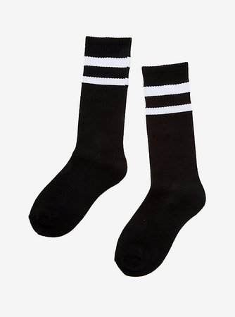 Blackheart Black & White Stripe Varsity Crew Socks