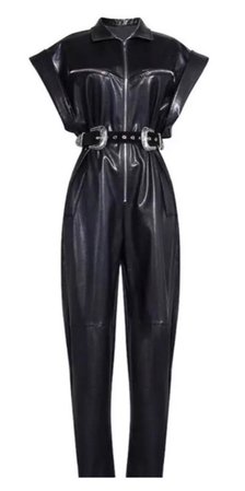 black leather jumpsuit
