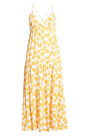 All in Favor Strappy Tiered Maxi Dress  yellow
