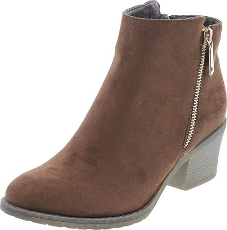 Amazon.com | Reneeze Pama-01 Women's Zipper Stacked Chunky Heels Strappy Ankle Booties, Camel, 6 | Ankle & Bootie