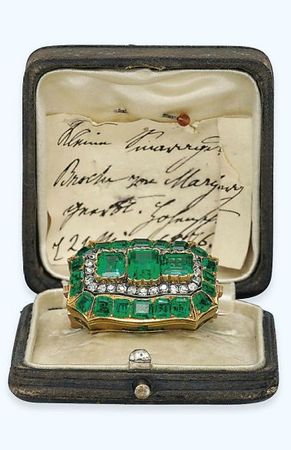 Antique Diamond and Emerald Brooch