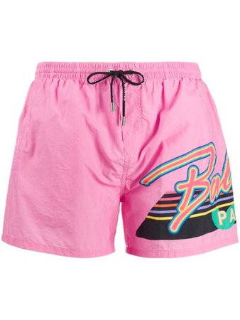 Shop pink Balmain logo printed swim shorts with Express Delivery - Farfetch