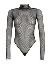 Lyst - Good American Mock Neck Fishnet Bodysuit (regular & Plus Size)