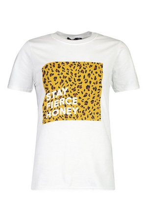 Stay Fierce Printed T-Shirt | Boohoo