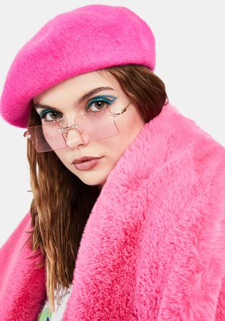 Rectangle Frameless Clear Sunglasses - Pink | Dolls Kill