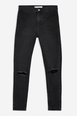 PETITE Washed Black Ripped Joni Jeans | Topshop